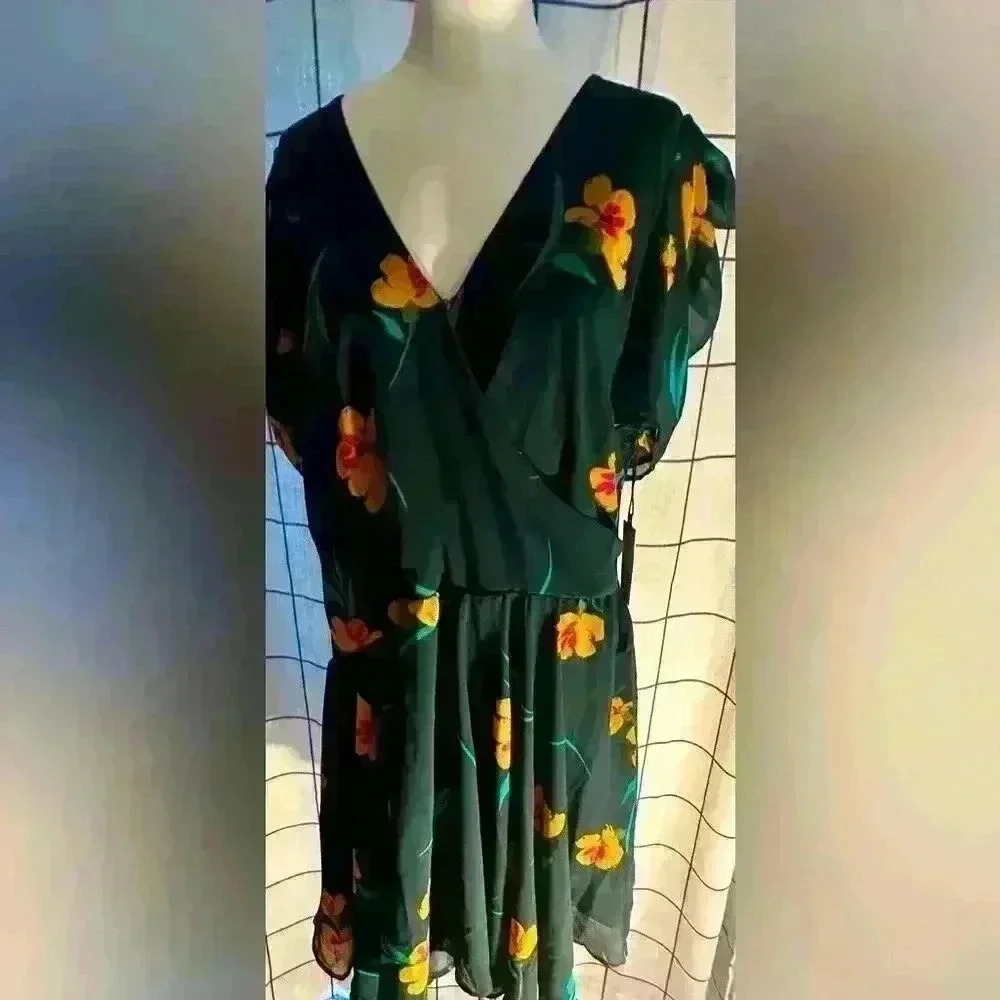 Green floral Mini Dress